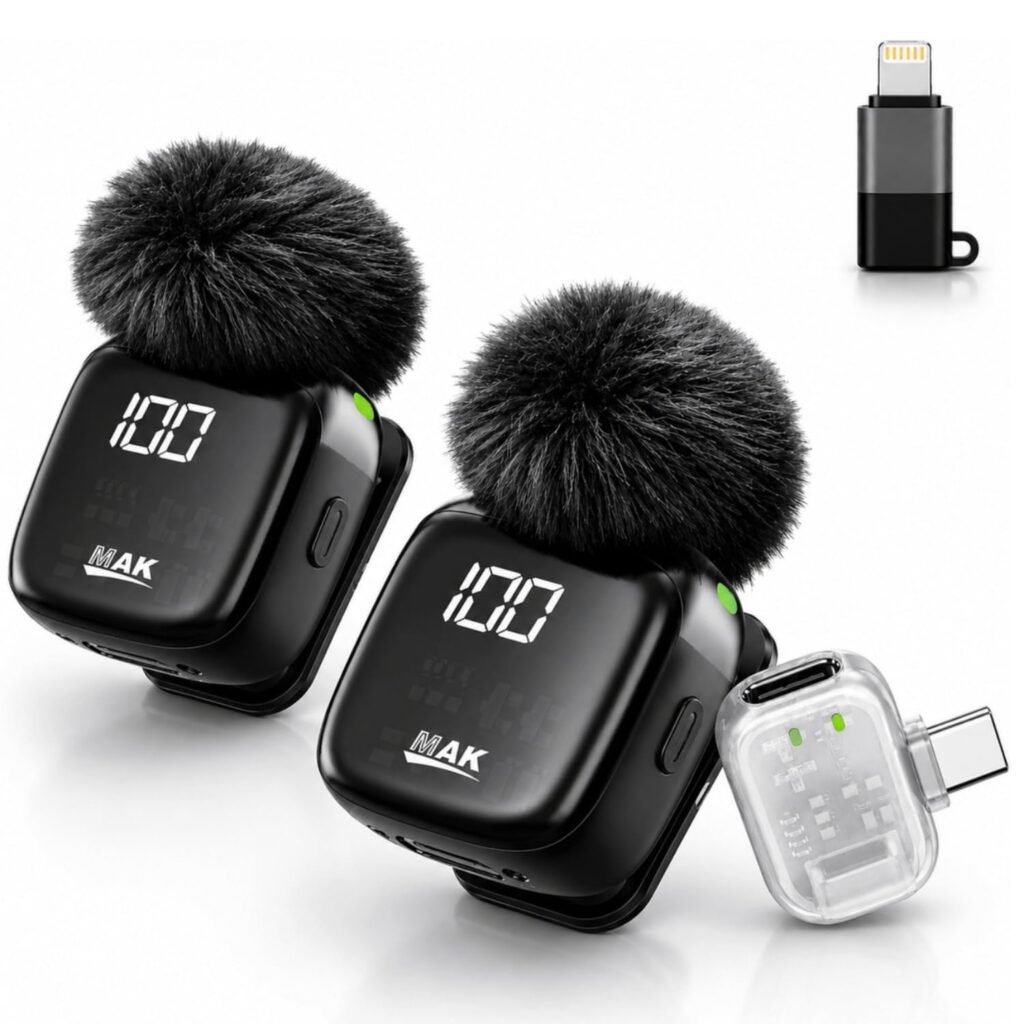 Purchase MAK Twin Sensible AI ANC Wi-fi Lavalier Microphone with Fur Windshield | Plug & Play Clip-On Mic for Vlogging, YouTube, Podcasts, Interviews, Reside Streaming | Android & iOS. – Greatest Value India | AskMeFlash