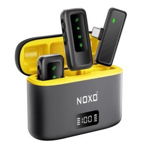NOXO Wireless Microphone for iPhone & Android – Dual Mic Set with Noise Cancellation, 48H Charging Case & 130ft Range