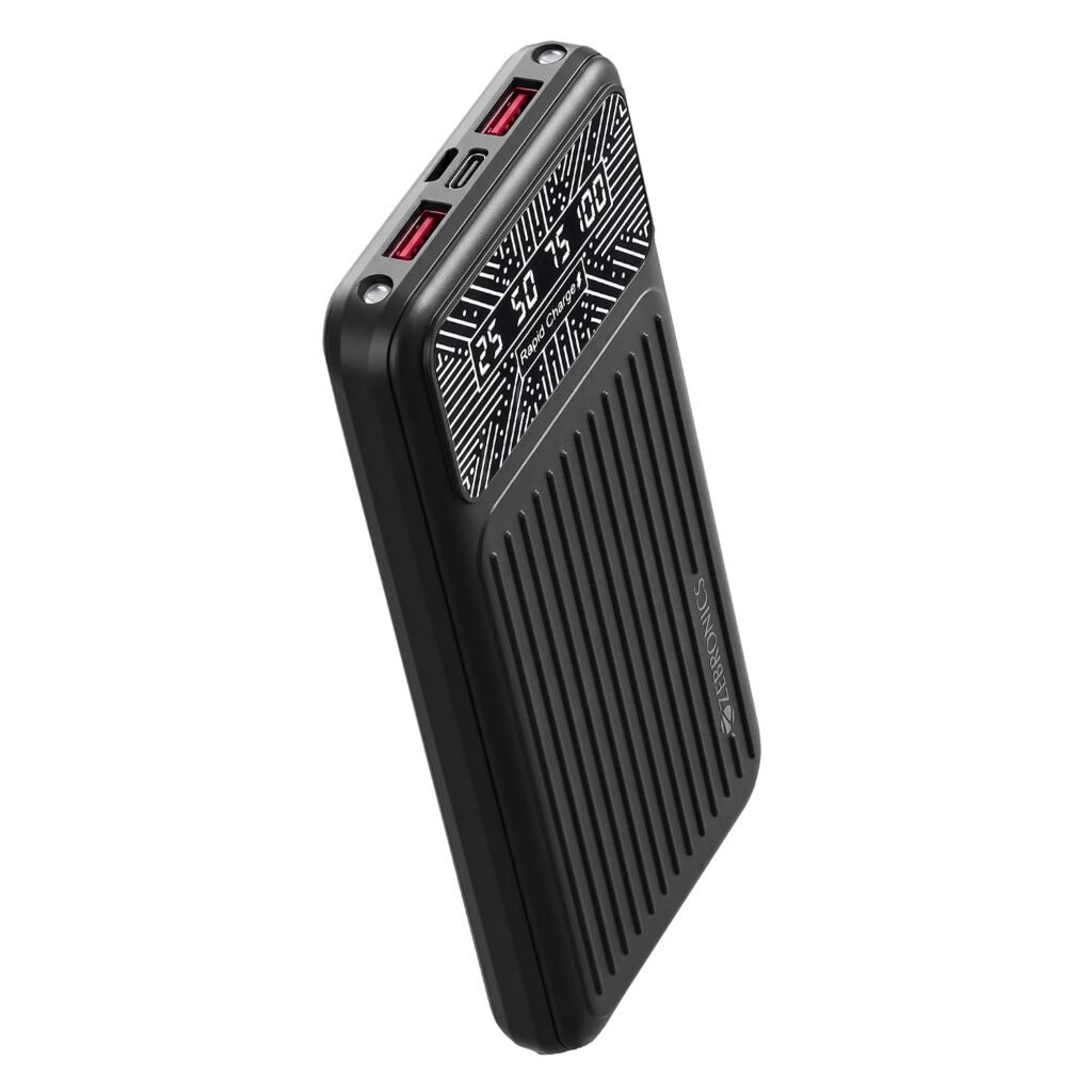 Zebronics EnergiPod 10R4 10000mAh Power Bank – 22.5W Fast Charging, PD 3.0 Type-C, Dual USB Output with LED Display & Torch