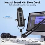 zealsound K66S USB Podcast Microphone with Boom Arm – Noise Reduction, Mute Button & Zero-Latency Monitoring for PC, iPhone & Android - Image 2