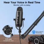 zealsound K66S USB Podcast Microphone with Boom Arm – Noise Reduction, Mute Button & Zero-Latency Monitoring for PC, iPhone & Android - Image 6