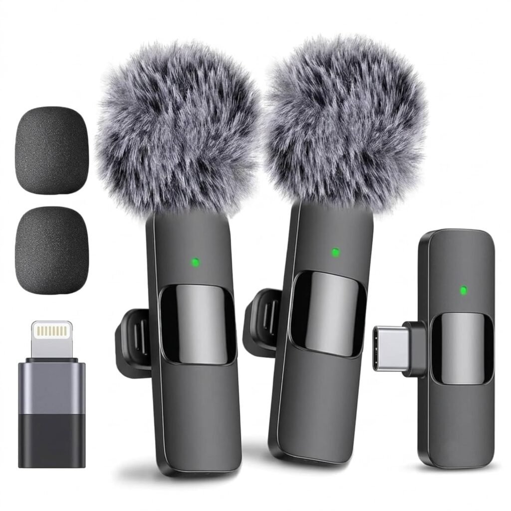 Purchase Wi-fi Lavalier Microphone with Sort-C & Lightning Receiver, Twin Wi-fi Mic for YouTube, Vlogging & Video Recording, 2.4GHz Noise Cancellation Mic, 20M Wi-fi Vary 6-Hour Battery Magnetic Clip – Finest Worth India | AskMeFlash
