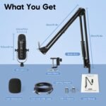 zealsound K66S USB Podcast Microphone with Boom Arm – Noise Reduction, Mute Button & Zero-Latency Monitoring for PC, iPhone & Android - Image 9