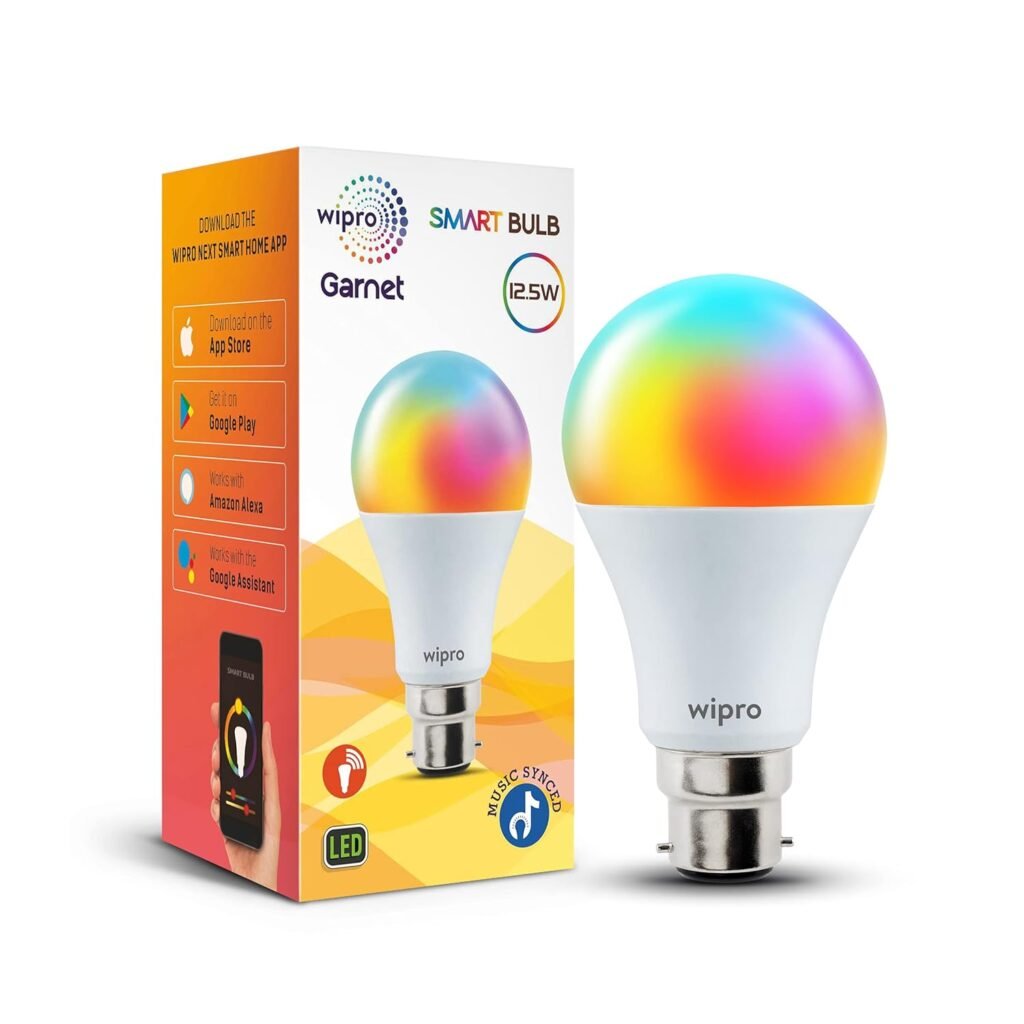 Purchase wipro B22 12.5W Wi-Fi Good LED Bulb with Music Sync for Amazon Alexa & Google Assistant (Pack of 1, Multicolor) – Greatest Worth India | AskMeFlash