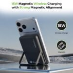 Purchase UltraProlink 10000mAh Magnetic Wi-fi Energy Financial institution | 15W Magnetic Wi-fi Charging | 22.5W PD Quick Charging | Stand & Battery LED Show | USB-C in-Out | Made in India | UM1336 | Black - Finest Worth India | AskMeFlash - Image 6