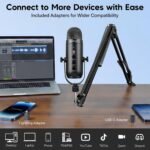 zealsound K66S USB Podcast Microphone with Boom Arm – Noise Reduction, Mute Button & Zero-Latency Monitoring for PC, iPhone & Android - Image 5
