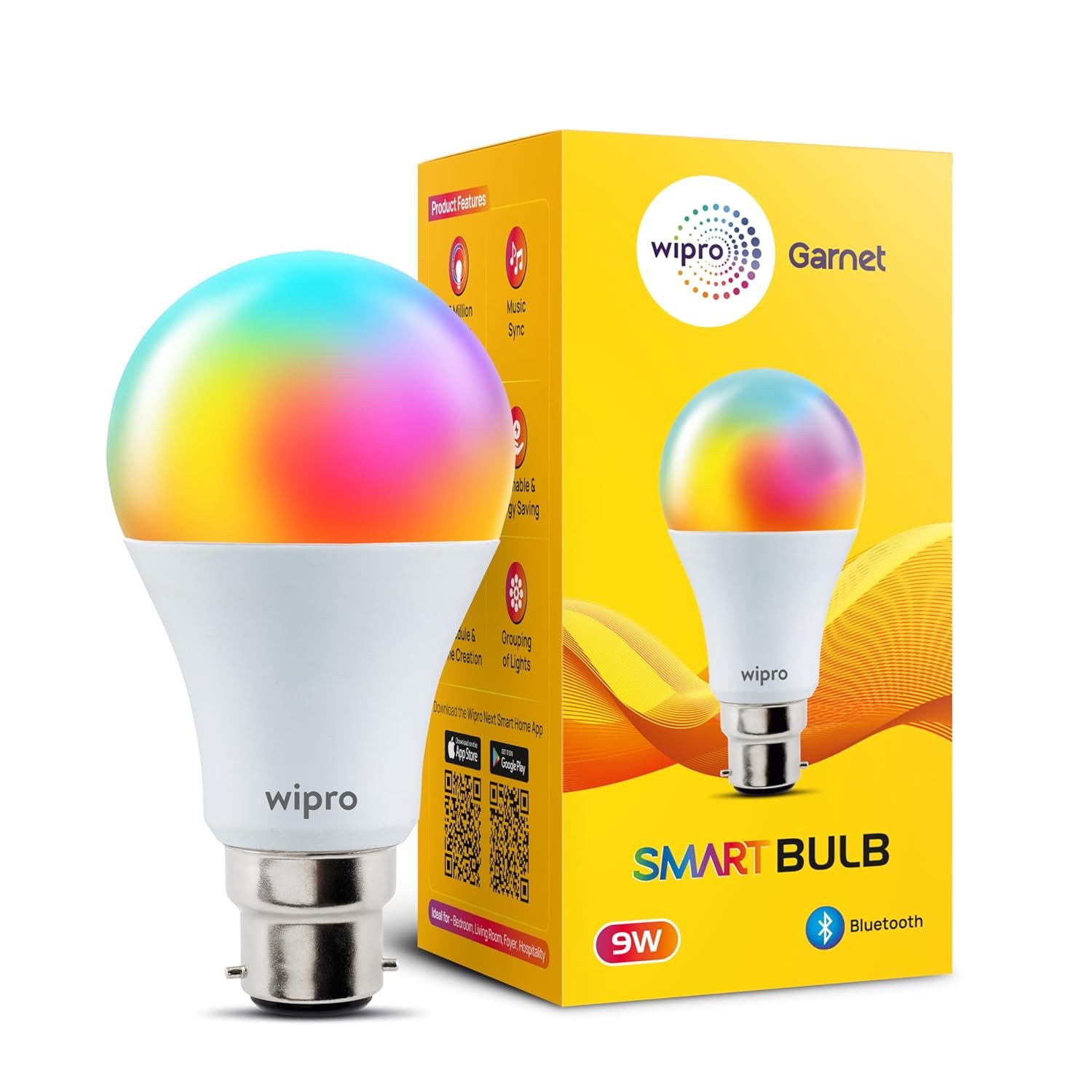 Purchase wipro 9W Bluetooth Enabled Good Bulb B22 | 16 million Colors | White Tunable (Heat, Impartial & Cool White) | Dimmable | App-Management | Music Sync | Schedule & Scenes | Pack of 1 – Finest Value India | AskMeFlash Purchase wipro 9W Bluetooth Enabled Good Bulb B22 | 16 million Colors | White Tunable (Heat, Impartial & Cool White) | Dimmable | App-Management | Music Sync | Schedule & Scenes | Pack of 1 – Finest Value India | AskMeFlash