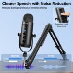 zealsound K66S USB Podcast Microphone with Boom Arm – Noise Reduction, Mute Button & Zero-Latency Monitoring for PC, iPhone & Android - Image 3