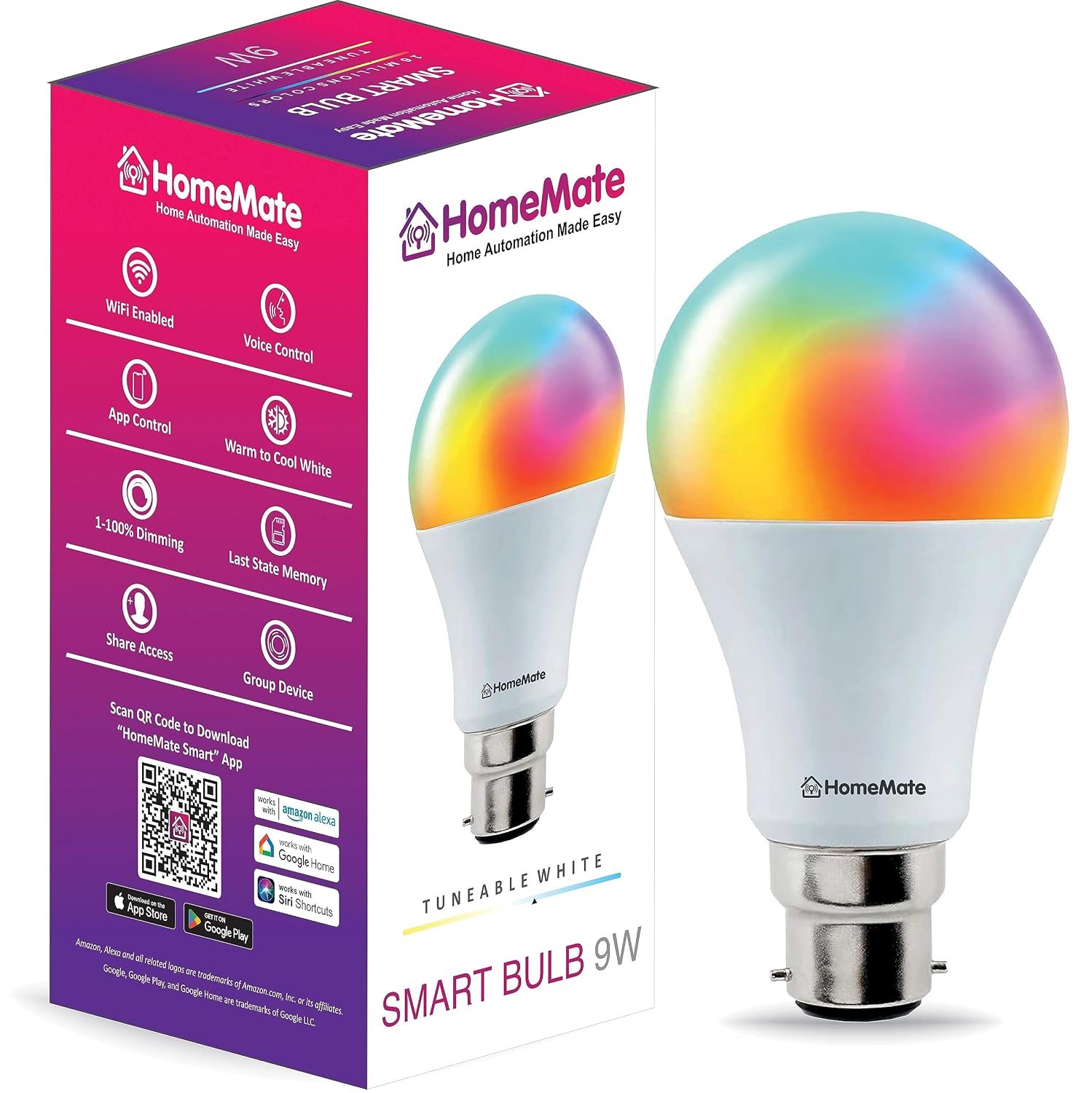 Purchase HomeMate Wi-Fi RGB+CCT Good LED Bulb | 9 Watt, Music Sync | Final State Reminiscence | 16 Million Colours | Heat and Cool White | Suitable with Alexa, Google Assistant & Siri (Base B22) – Finest Worth India | AskMeFlash Purchase HomeMate Wi-Fi RGB+CCT Good LED Bulb | 9 Watt, Music Sync | Final State Reminiscence | 16 Million Colours | Heat and Cool White | Suitable with Alexa, Google Assistant & Siri (Base B22) – Finest Worth India | AskMeFlash