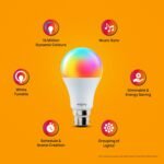 Purchase wipro 9W Bluetooth Enabled Good Bulb B22 | 16 million Colors | White Tunable (Heat, Impartial & Cool White) | Dimmable | App-Management | Music Sync | Schedule & Scenes | Pack of 1 - Finest Value India | AskMeFlash - Image 2