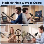 zealsound K66S USB Podcast Microphone with Boom Arm – Noise Reduction, Mute Button & Zero-Latency Monitoring for PC, iPhone & Android - Image 8